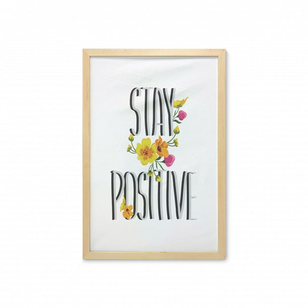 Chevron Typographic Quote Picture Poster Frame Black / White Be positive 